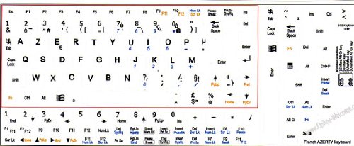 NETBOOK FRENCH AZERTY KEYBOARD STICKERS WHITE BACKGROUND FOR MINI LAPTOPS