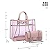 Large Clear PVC Top Handle Shoulder Bag Tote Handbag 2 Piece Set Leather Crossbody Purse Pink