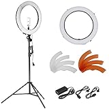 Neewer 18 inches 55W LED 5500K Dimmable Ring Light Kit Includes: (1)SMD Ring Light+(1)45-102 inches Light Stand+(1)Tripod Mount+(1)Diffuser+(1)Phone Holder for Video, Makeup, Portrait and Photography
