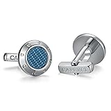 Caperci Men's Contemporary Round Carbon Fiber Tuxedo Shirt Cufflinks, Perfect Fathers Day Gifts for Dad