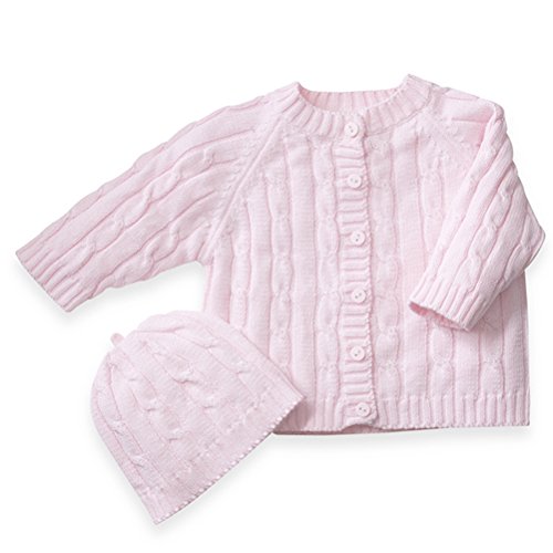 Elegant Baby Pink Cable Knit Sweater-6 Months