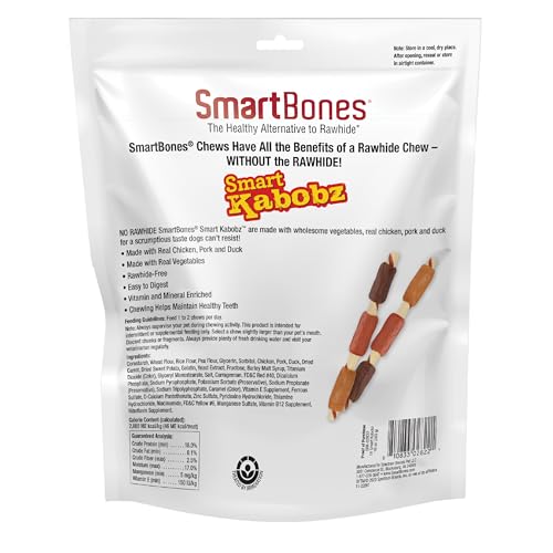 SMARTBONES SMART KABOBZ, TREAT YOUR DOG TO A RAWHIDE-FREE CHEW MADE WITH REAL CHICKEN, PORK AND DUCK 18 COUNT (PACK OF 1)