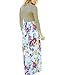 SUNNOE Women's Floral Printed 3/4 Sleeve Scoop Neck High Waist Party Maxi Long Dress Vacation Dress Floor Length