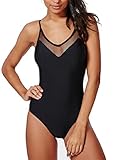 Padded One Piece Mesh Panel Swimsuit Swimwear Monokini