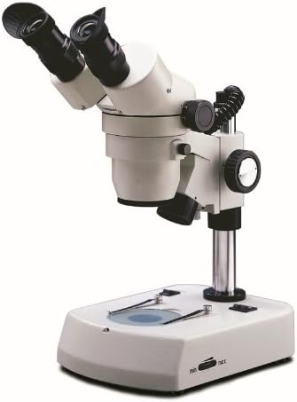 National Optical 420-430PHF-10 Binocular Stereo Zoom Microscope, WF10x Eyepieces, 10x-40x Magnification, 1x-4x Zoom Objective, Upper Halogen and Lower Fluorescent Illumination, Fixed Stage, 110V