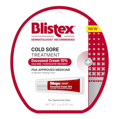 Blistex Cold Sore Treatment Docosanol Cream 10% Starts Working Immediately – Medicine to Reduce Healing Time of Cold Sores/Fever Blisters - 1 Count, 2.0g/0.07oz