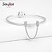 SOUFEEL Swarovski Charm Stopper 925 Sterling Silver Charms Safety Chain for Non-Threaded Bracelets