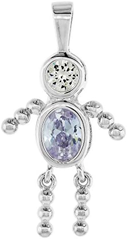 Sterling Silver Birthstone Charm June Baby Brat Boy Alexandrite Color Cubic Zirconia