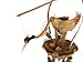 HAND CARVED LARGE BEAUTIFUL BAMBOO WOOD BOBBING GOONIE BIRD WITH NEST OF BABIES WIND CHIME