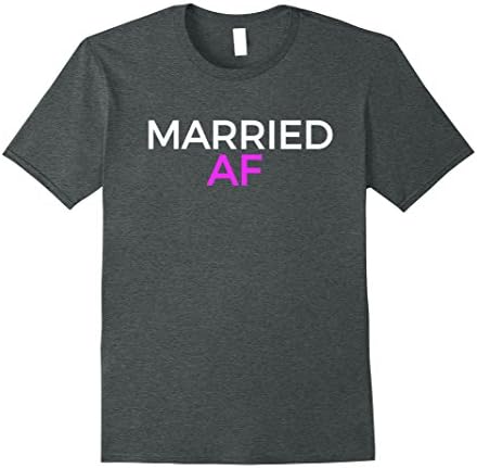 Mens Married AF Just Married Newlyweds Husband Wife T-Shirt Large Dark Heather