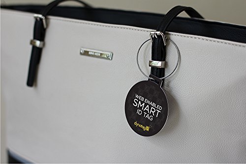 Dynotag Web Enabled Smart Deluxe Steel Luggage ID Tag & Braided Steel Loop, with DynoIQ & Lifetime Recovery Service (Brown)