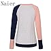 Naier Women T Shirt Top Long Sleeve Color Splicing For Leggings Jeans (M, Pink)