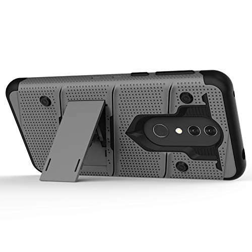 ZIZO Bolt Series Alcatel Onyx Case Military Grade Drop Tested with Full Glass Screen Protector Holster and Kickstand MetalGray Black - Thumbnail 4
