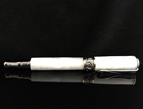 Nouveau Sceptre Rollerball Pen, Black Titanium and 22K Gold Finish, Postable, Aqua Pearl Acrylic, gift.870