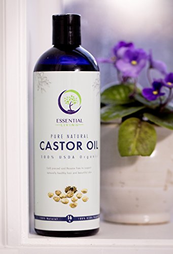image for Essential Living 16oz - USDA Organic Castor Oil for Eyelashes, for Hai