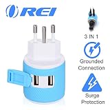 Switzerland Travel Plug Adapter by Orei with Dual USB - USA Input + Surge Protection - Type J (U2U-11A), Will Work with Cell Phones, Camera, Laptop, Tablets, iPad, iPhone and More