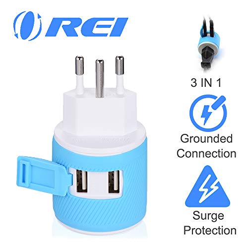 Switzerland Travel Plug Adapter by Orei with Dual USB - USA Input + Surge Protection - Type J (U2U-11A), Will Work with Cell Phones, Camera, Laptop, Tablets, iPad, iPhone and More