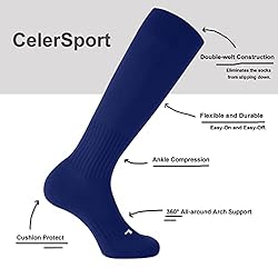 CelerSport 2 Pack Soccer Socks for Youth Kids Adult