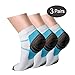 3 Pairs Sport Plantar Fasciitis Arch Support Low Cut Running Gym Compression Foot Socks / Foot Sleeves, Small / Medium, White
