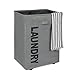 WOWLIVE Large Rolling Laundry Basket Foldable Rectangular Tall Laundry Hamper Wheels Corner Standing Dirty Clothes Organizer Storage Bin (Gray)