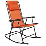 Best Choice Products Foldable Zero Gravity Rocking Patio Recliner Chair, Orange