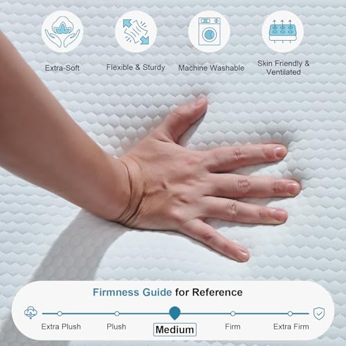 Slufra 6 Inch Folding Mattress Queen Size, Memory Foam Mattress with Removable Cover, Portable Floor Bed for Sleepovers and Camping, High-Density Support, 78"X 58"X6", White