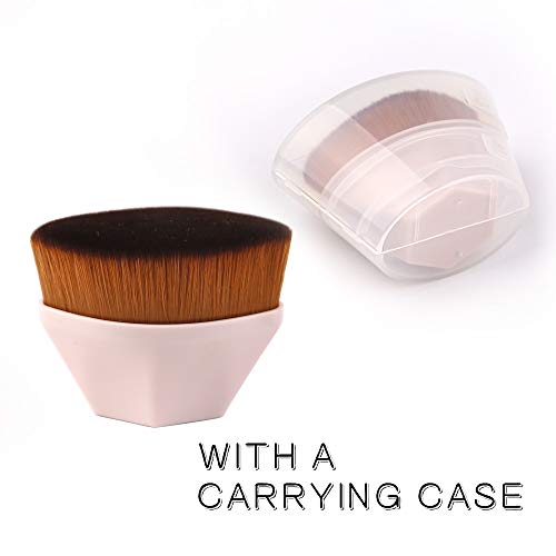 Foundation Makeup Brush Flat Top Kabuki Hexagon Face Blush Liquid Powder Foundation Brush for Blending Liquid, Cream or Flawless Powder Cosmetics with Bonus Protective Case (Light Pink) ...
