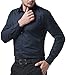 PJ PAUL JONES Men's Navy Blue Dress Shirt Formal Shirts Slim Fit Dress Shirt Long Sleeve (L)