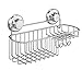 HASKO Suction Cup Shower Caddy Basket for Shampoo, Shower Suction Shelf Organizer, Basket with Soap Holder and Hooks, Stainless Steel Shampoo Holder for Bathroom Storage (Chrome)