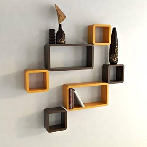 Onlineshoppee MDF Cube Shape Floating Wall Shelves Set of 6