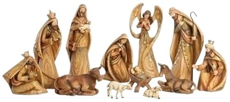 12Piece Woodland Inspirations Driftwood Christmas Nativity Figure Set