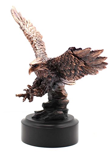 Patinated Copper Plated Eagle Departing A Rock Crag Bronze Look Figurine | Sculpture | Statue