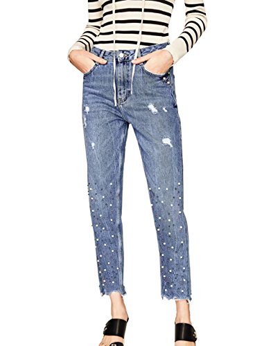 pearl embroidered jeans
