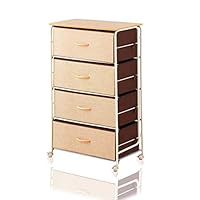 DELMANGO Vertical Dresser Storage Tower for Bedroom or Living Room, Storage Cube Dresser Sturdy Steel Frame, Wood Top, Easy Pull Fabric Bins Light 4 Drawers