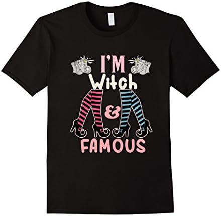 Mens "I'm Witch &amp; Famous" Witch Legs Camera T Shirt 3XL Black