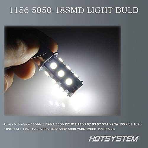 HOTSYSTEM 1156 1141 LED Light Bulbs DC12V 7506 P21W BA15S 18-5050SMD Car RV SUV Camper Trailer Trunk Interior Reversing Backup Tail Turn Signal Corner Parking Side Marker Lights(Pack of 10,White)