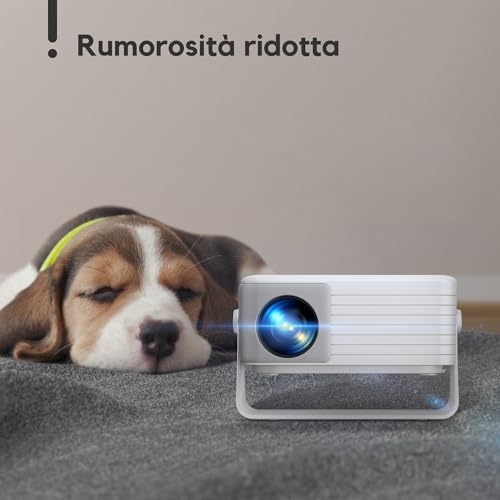 Projector AKIYO O1 Portable Projector 15000 Lumens, 2026 Upgraded 4K Video Projector Support Full HD 1080P, Car Keystone, 50% Zoom, 360° Rotatable for Phone/TV Stick/HDMI/USB/TF