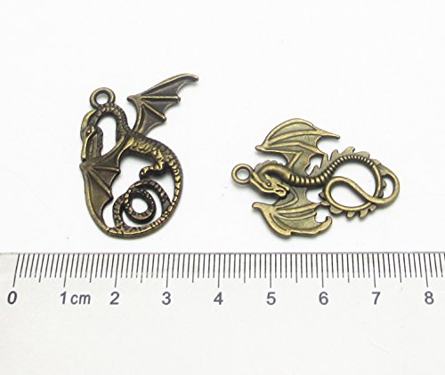 Dandan DIY 16pcs/8pairs Antique Charms Alloy Dragon Pendant Craft Accessory Diy Fire Dragons Necklace Craft Making Supply (Dragon)