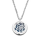 ZX Jewelry Flower of Life Stainless Steel Aromatherapy Essential Oil Diffuser Necklace Pendant Locket