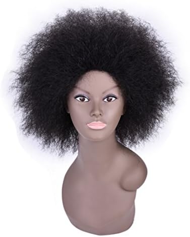 Miss Rola Synthetic Short Afro Kinky Curly Hair Wigs For Black Women Heat Resistant Kanekalon Fiber Hair Replacement wig Full Machine Made None Lace Daily Wearing 2#