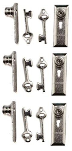 Melody Jane Dollhouse Handles Knobs Keyhole & Keys Miniature Door Furniture