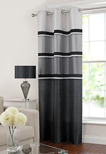 GYROHOME Vienna Blackout Grommets Top Ring Top/Eyelet Fully Lined Readymade Curtain with Sheer 1 Panell (Mono, 54Wx63L)