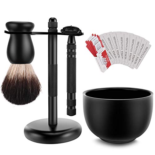 Amazing Razor Shaving Kit - Begin Quality Shave at Home. Mysterious Black Men's Shaving & Grooming Sets - Safety Razor,Friendly Brush,Great Shaving Stand,Shaving Soap Bowl, Super Stainless Blades - Thumbnail 7