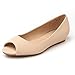 DREAM PAIRS Women's Dories Flats Shoes Low Wedge Heel Peep Toe
