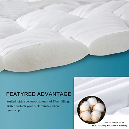 image for Charm heart Mattress Pad Queen Size - Overfilled Cotton Mattress Cover