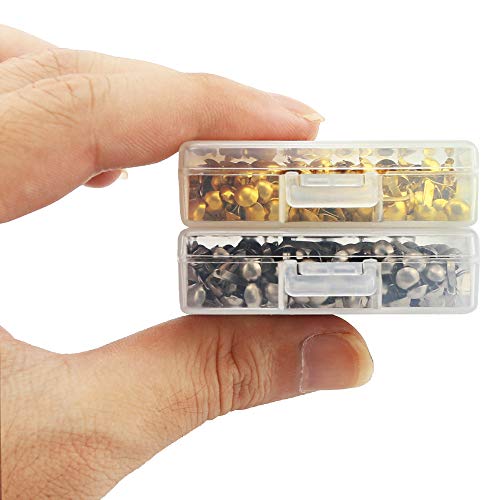 Wpxmer 600 Pcs Mini Brads Round Paper Fasteners Brass Pastel Metal Brads with Storage Box for Scrapbooking Crafts DIY Paper, Gold and Silver