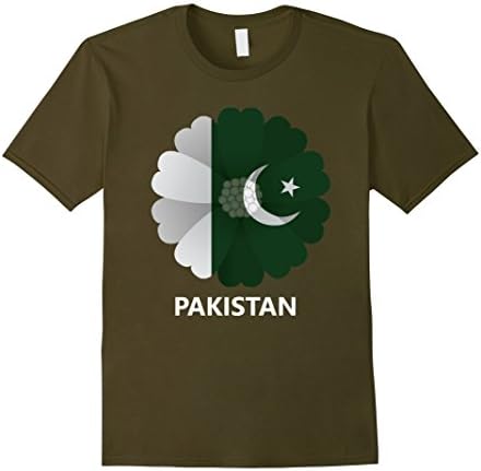 Mens Logiamerch: Pakistan Flag Flower T-Shirt Small Olive