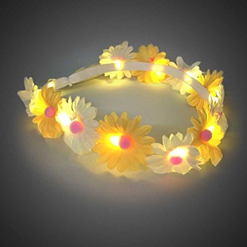 Yellow LED Light up Flower Headband - Yellow Glow Daisy Flower Headband - Floral Headband