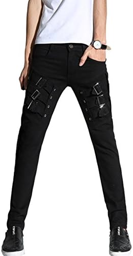 DSDZ Mens Motocycle Hip Hop Skinny Rock Punk Pants