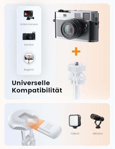 180cm Handy Stativ mit 1/4" Kamera-Halterungen, NT79 Selfie Stick